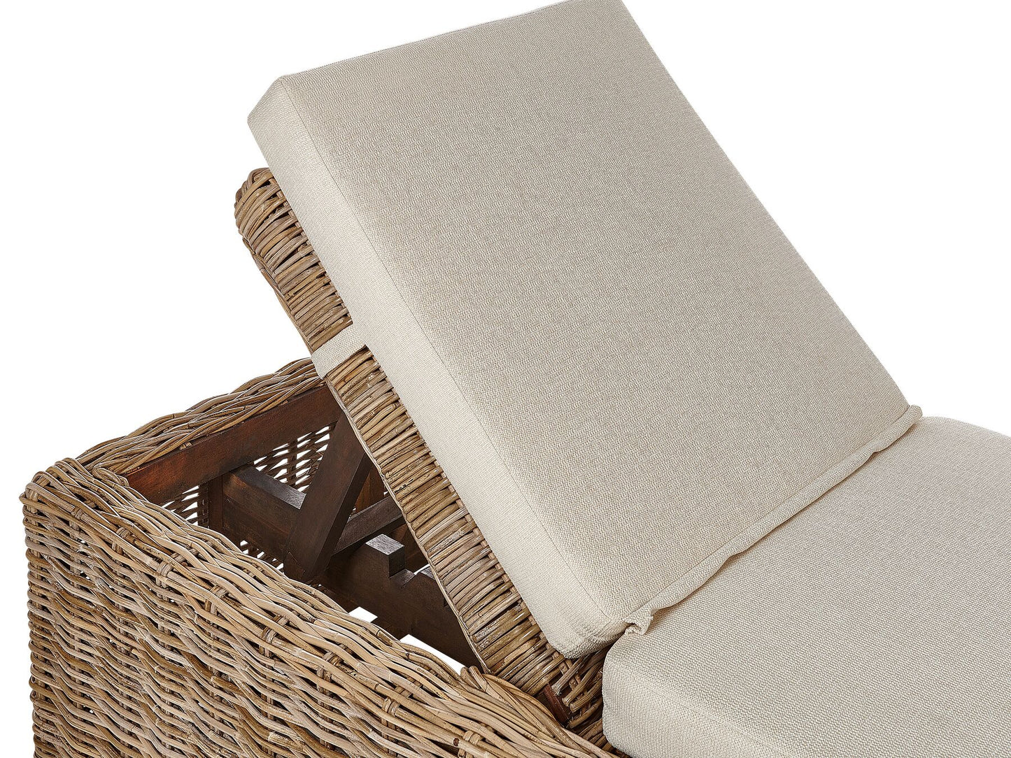 Rattan Sun Lounger with Cushion Taupe PALESE