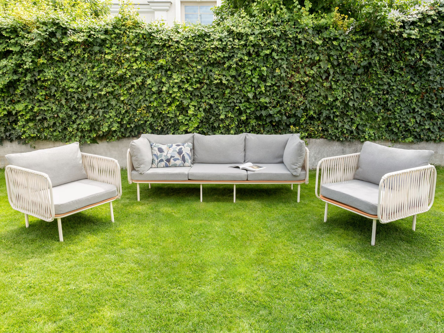 Garden Sofa Set 5 Seater SENISE Metal Grey