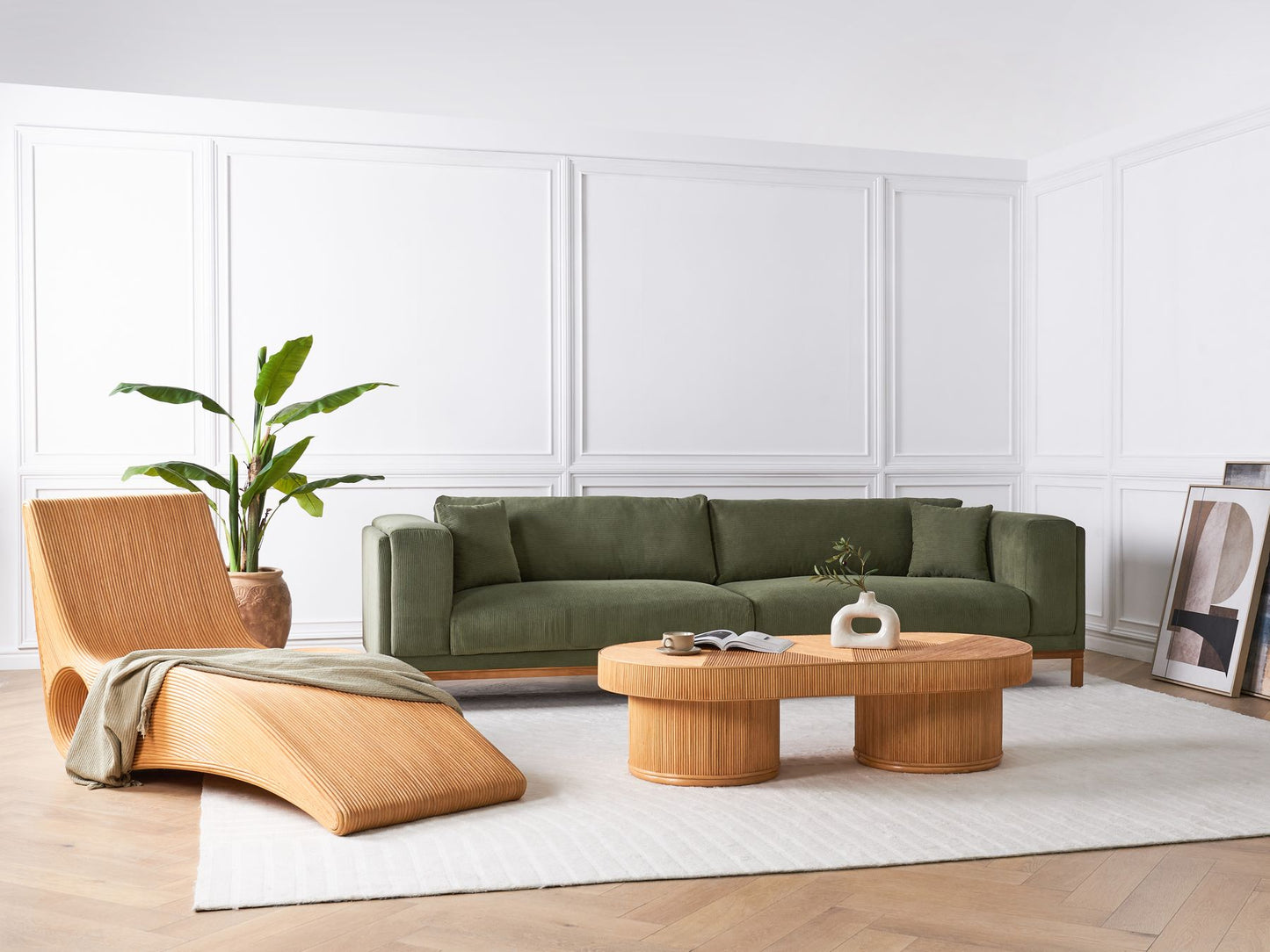 Rattan Coffee Table 150 x 70 cm Light Wood AIROLE