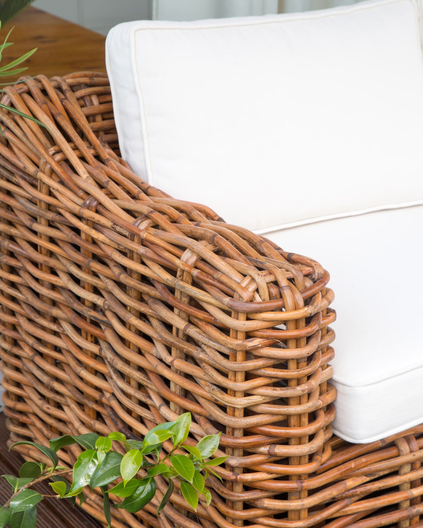 Garden Corner Sofa 3 Seater BRIATICO Left Hand Rattan Natural