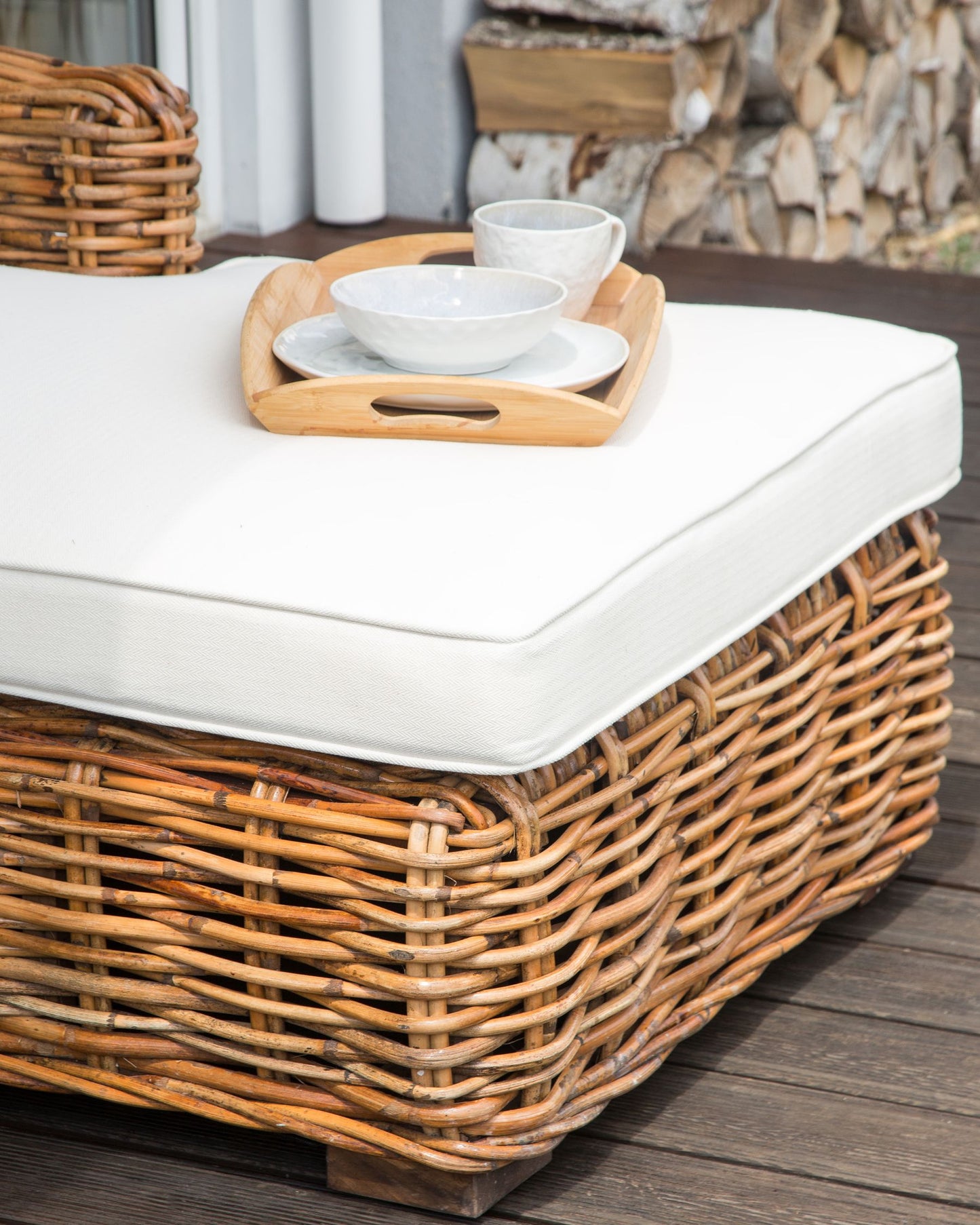 Garden Corner Sofa 3 Seater BRIATICO Left Hand Rattan Natural