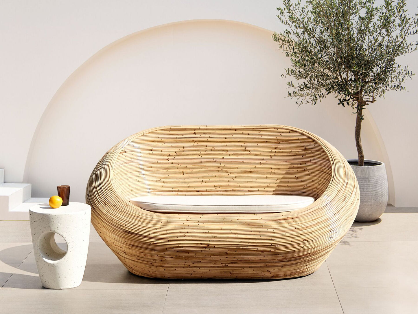 Garden Sofa 2 Seater MAIORI Rattan Natural