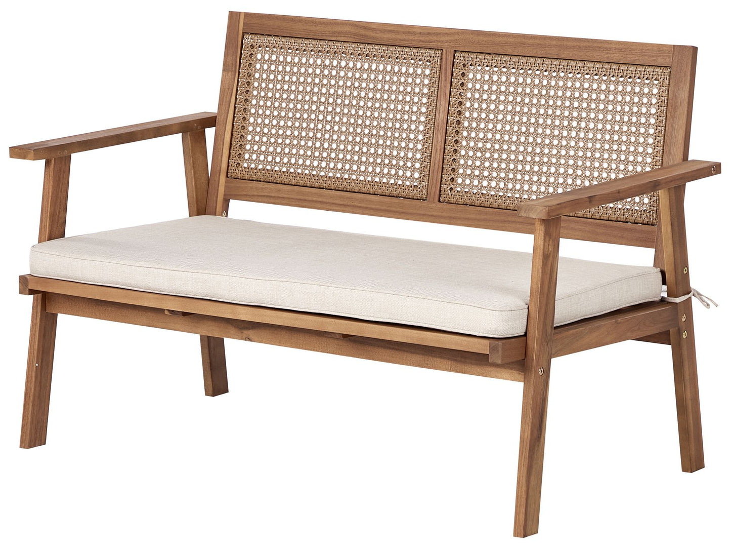 Garden Lounge Set with Table 4 Seater ARENELLA Certified Acacia Wood Light Beige
