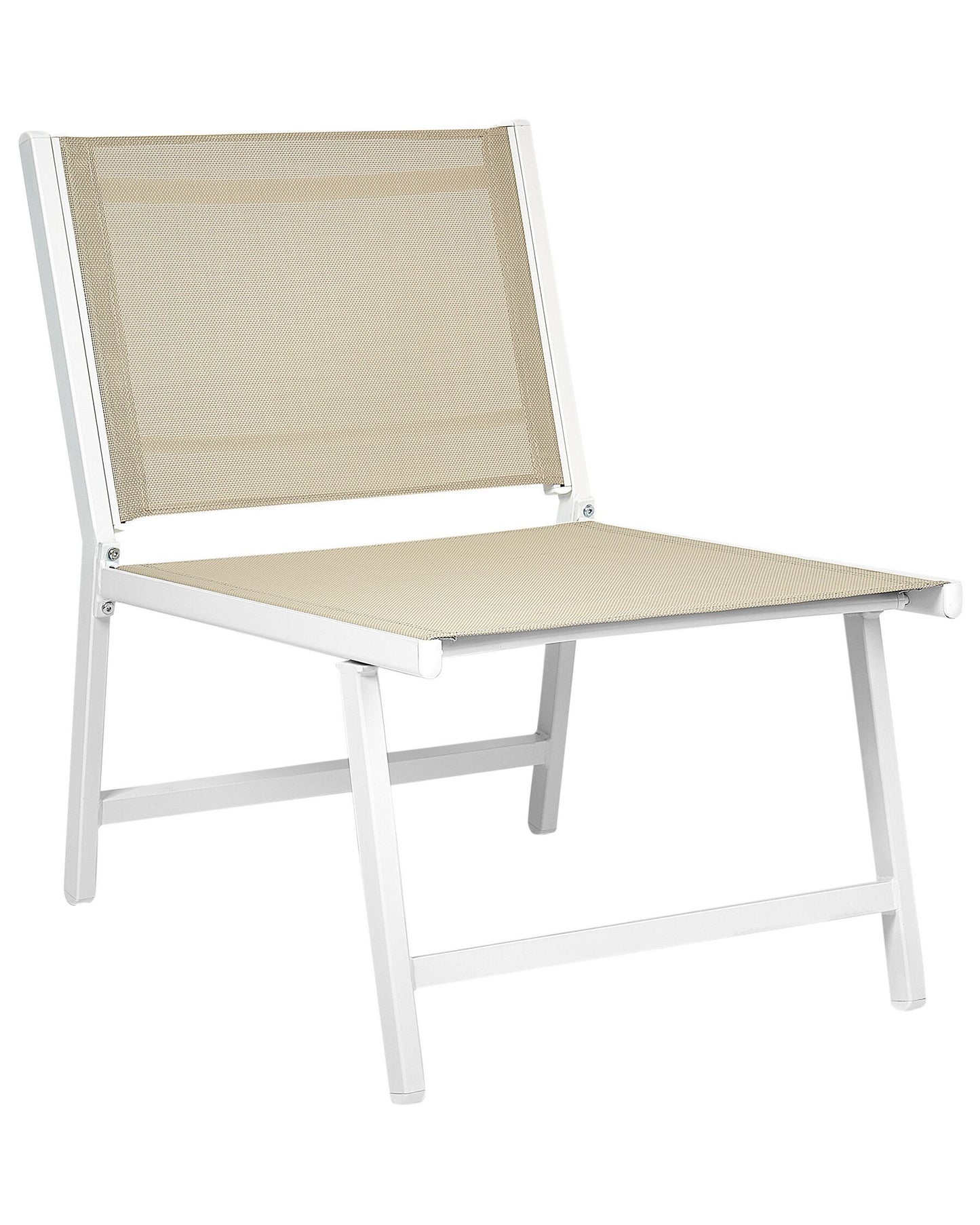 Garden Chair MARCEDDI with Footstool Metal White/ Beige