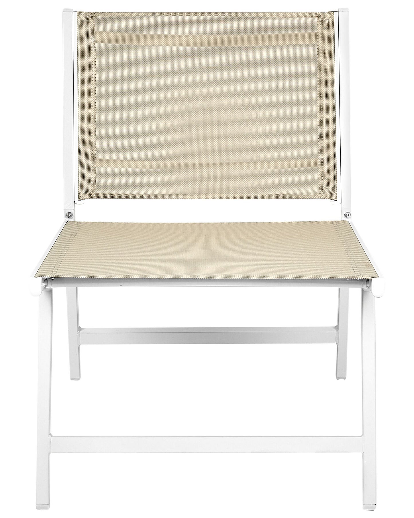 Garden Chair MARCEDDI with Footstool Metal White/ Beige