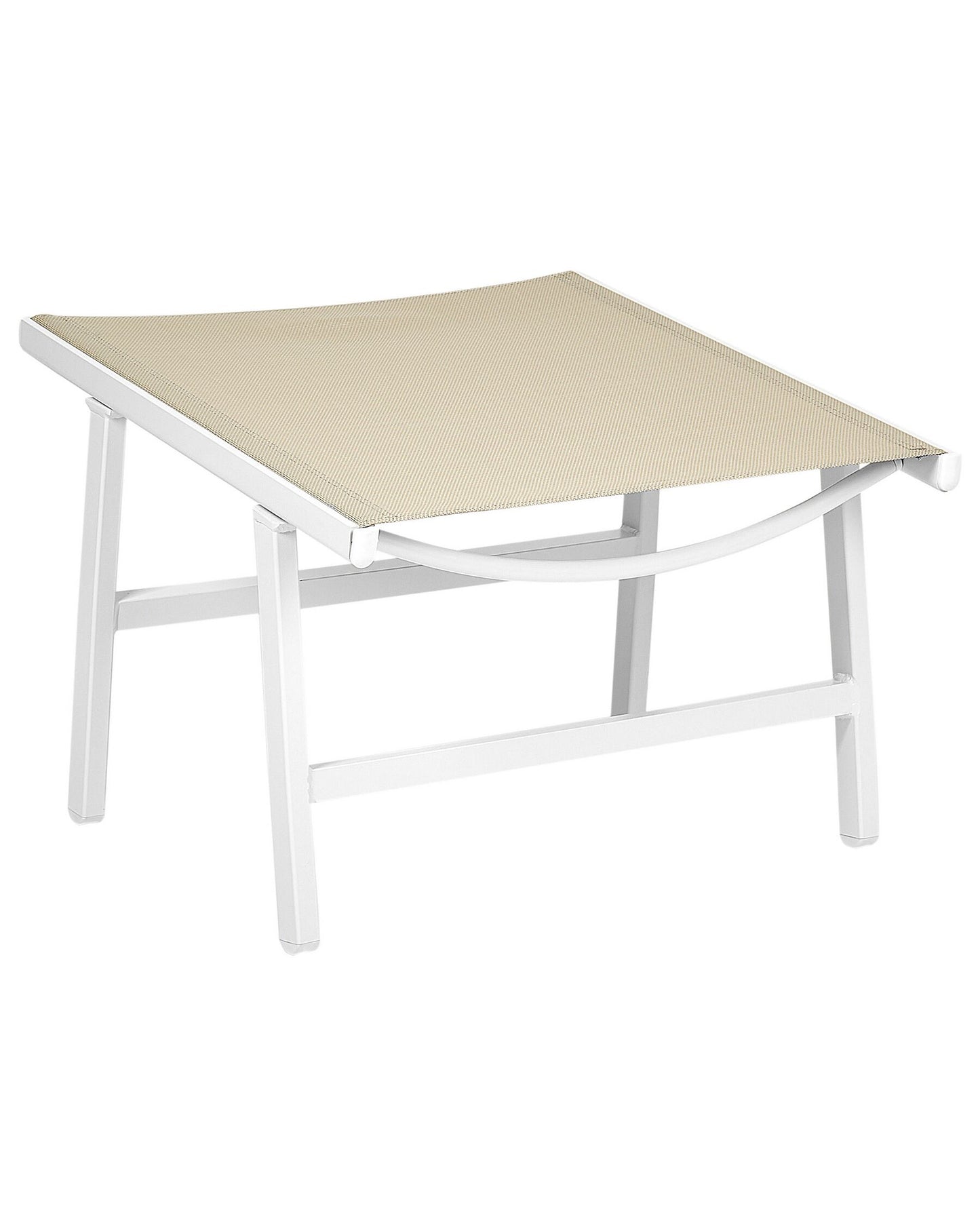Garden Chair MARCEDDI with Footstool Metal White/ Beige