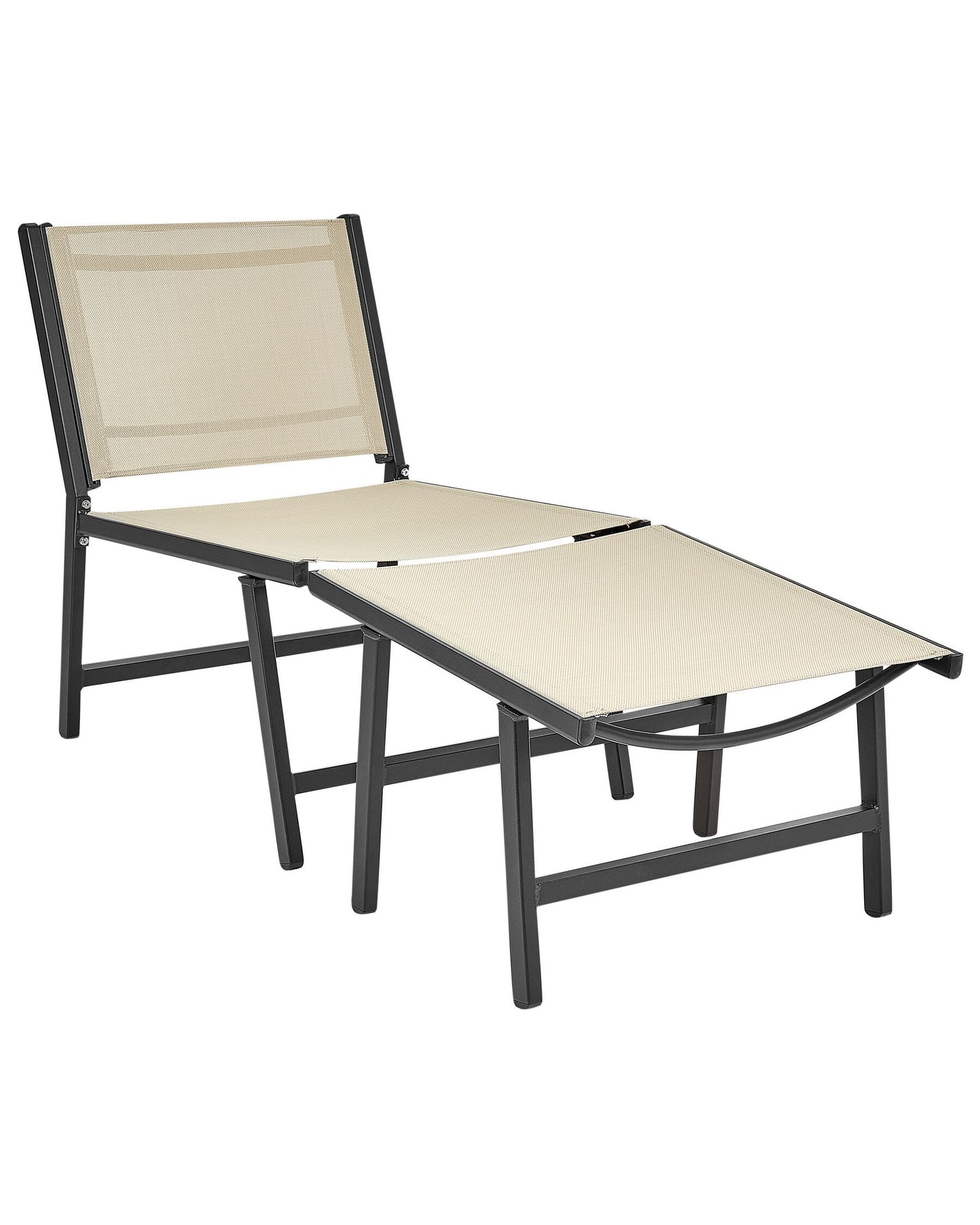 Garden Chair MARCEDDI with Footstool Metal Beige