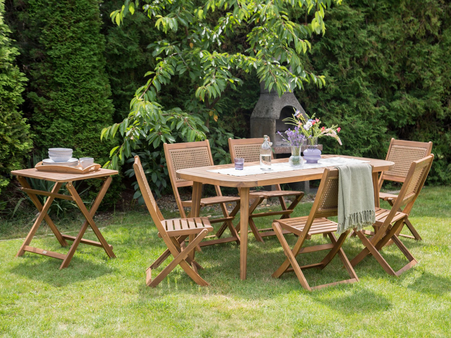 Garden Dining Set 6 Seater PARAGGI Certified Acacia Wood Natural