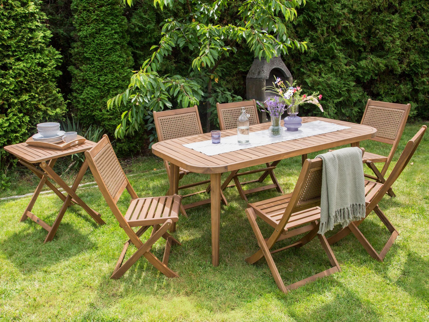 Garden Dining Set 6 Seater PARAGGI Certified Acacia Wood Natural