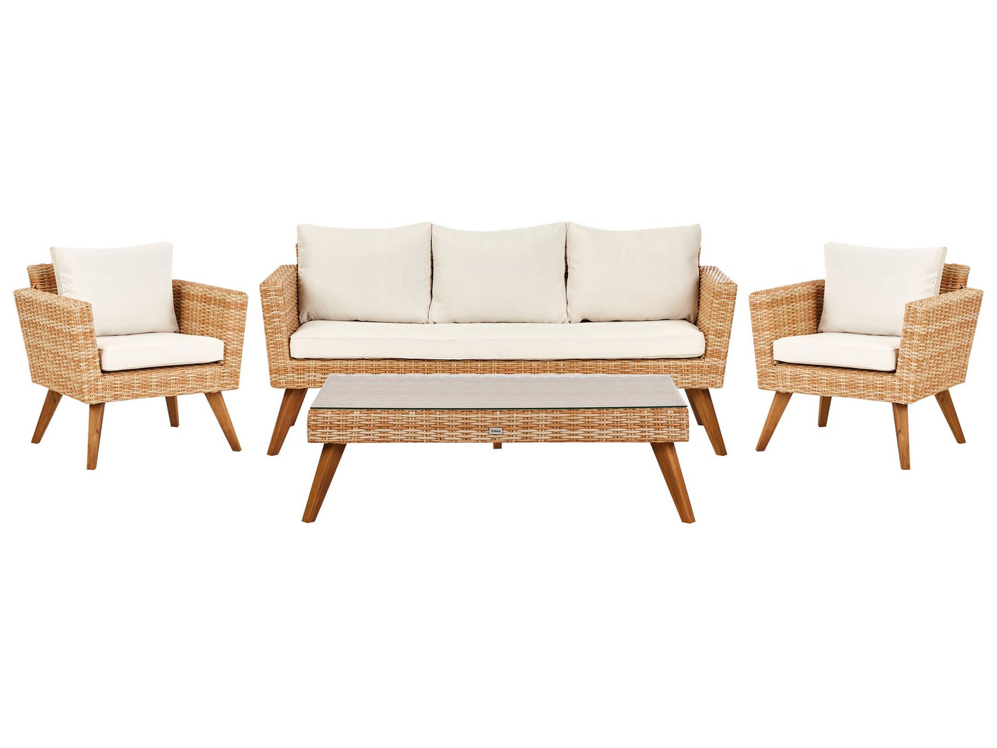 Garden Lounge Set with Table 5 Seater VITTORIA PE Rattan Off-White
