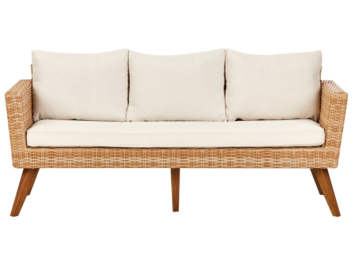 Garden Lounge Set with Table 5 Seater VITTORIA PE Rattan Off-White