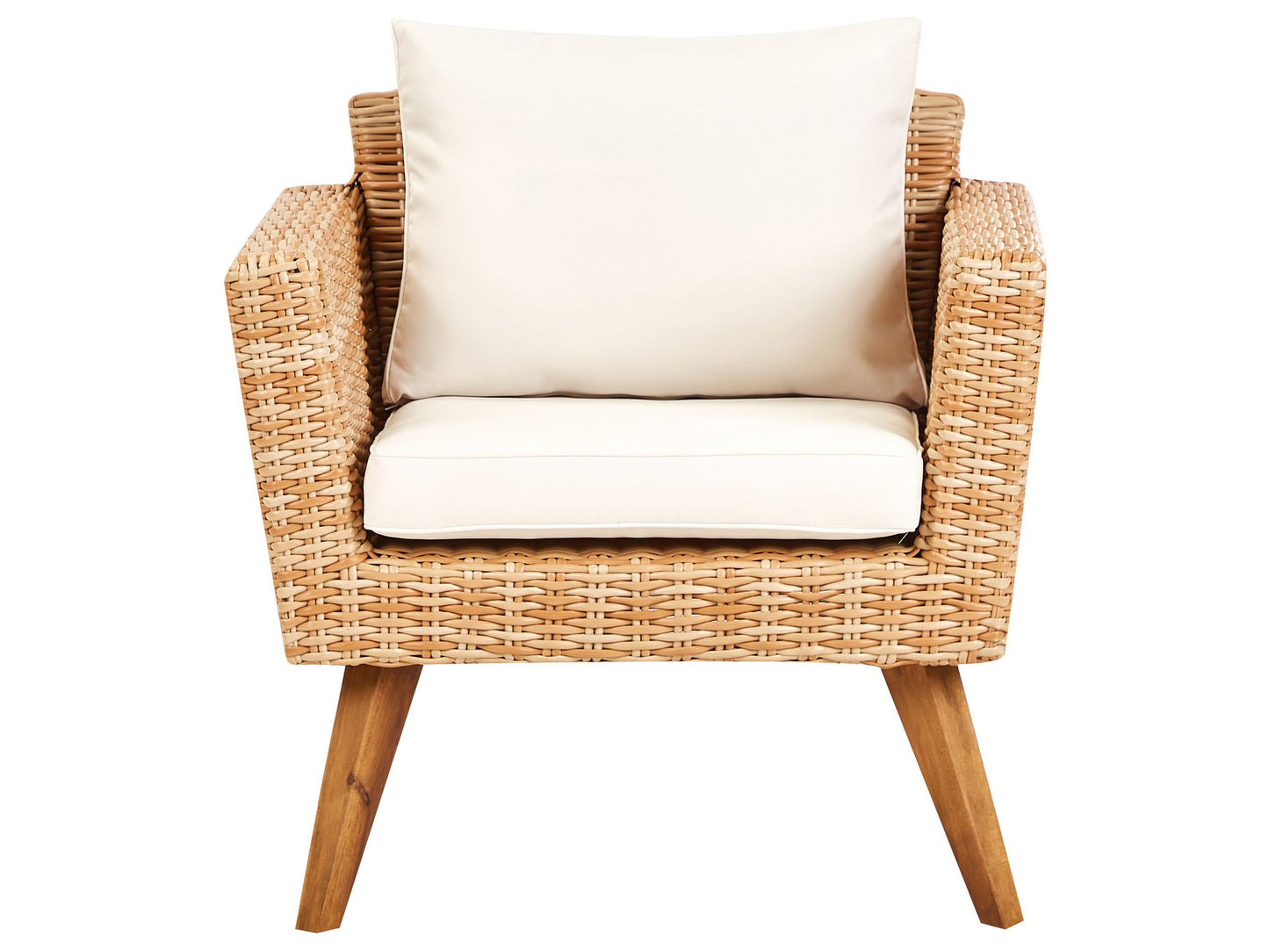 Garden Lounge Set with Table 5 Seater VITTORIA PE Rattan Off-White