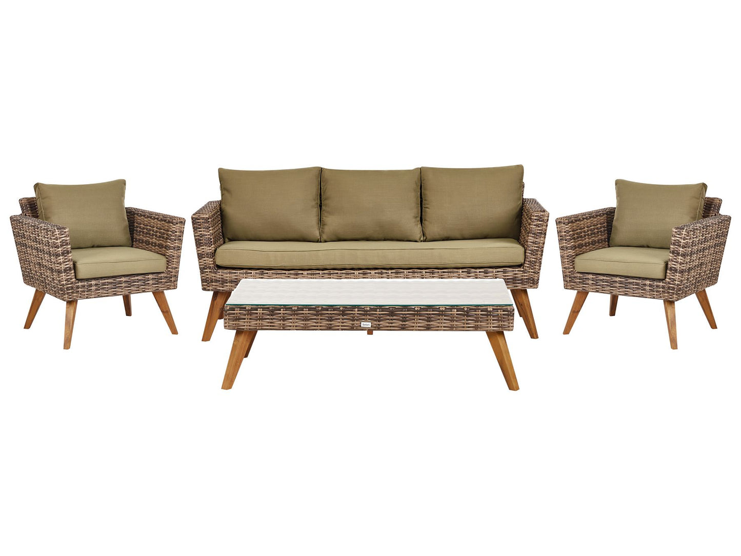 Garden Lounge Set with Table 5 Seater VITTORIA PE Rattan Olive Green