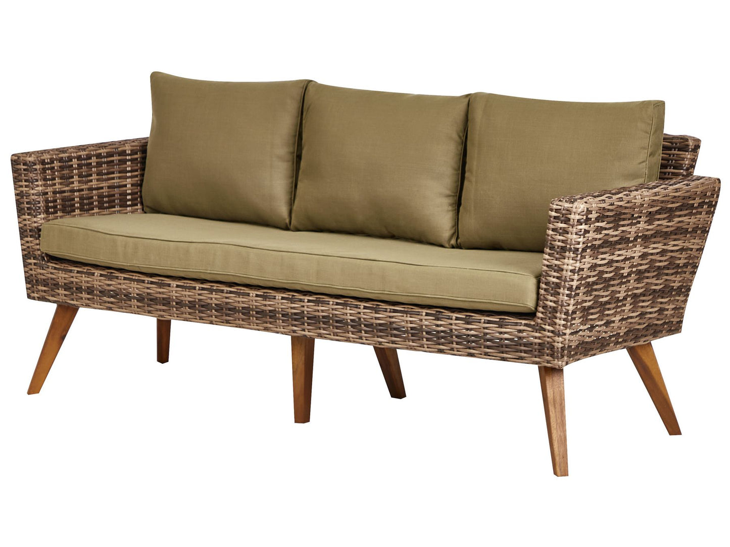 Garden Lounge Set with Table 5 Seater VITTORIA PE Rattan Olive Green