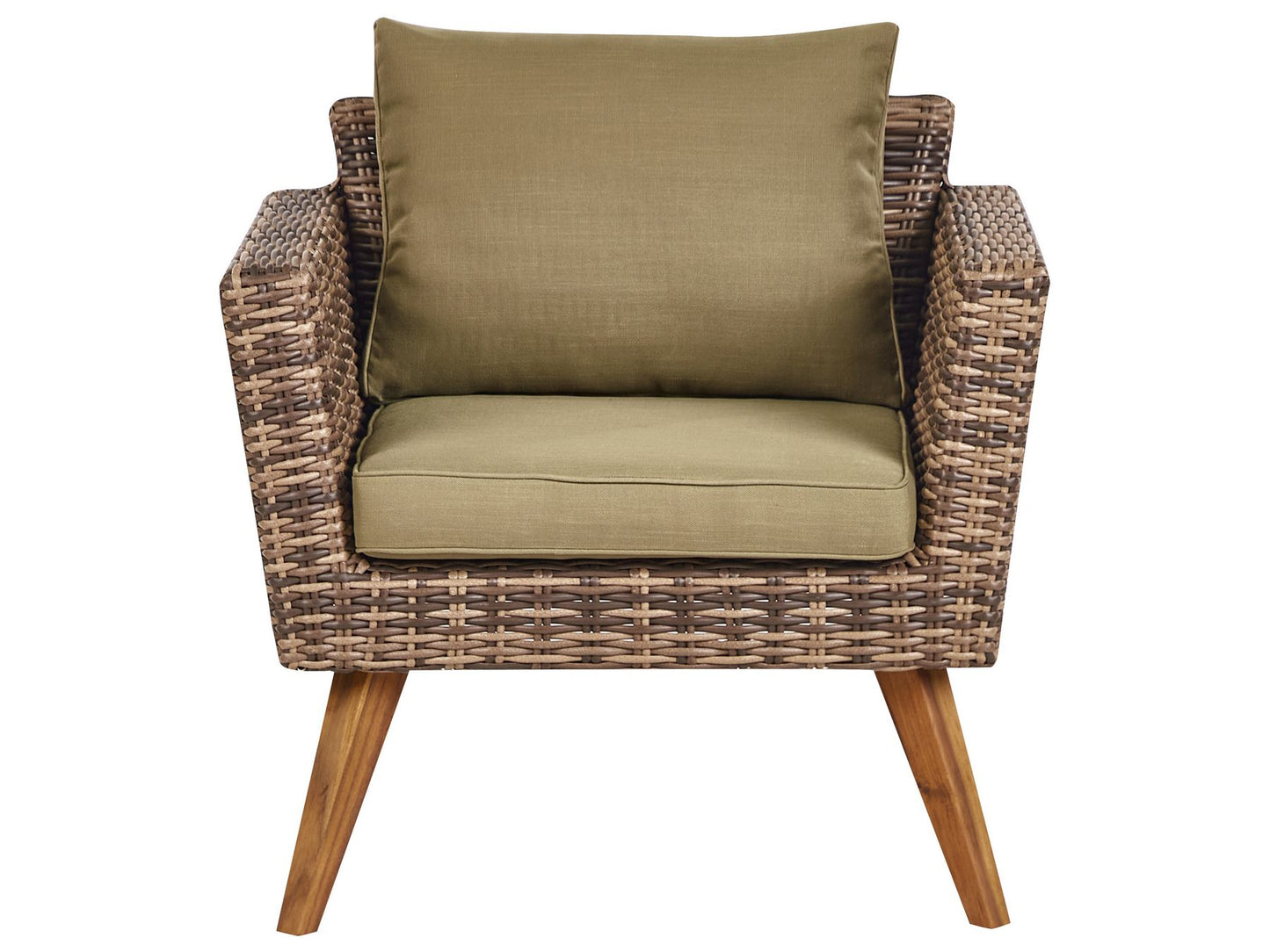 Garden Lounge Set with Table 5 Seater VITTORIA PE Rattan Olive Green