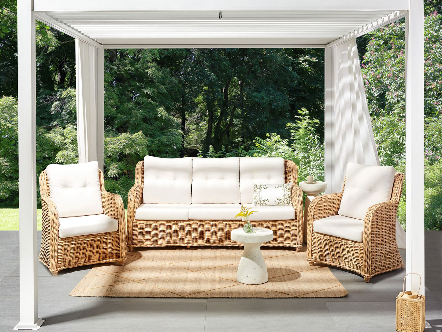Garden Sofa Set 5 Seater ALESSANO Rattan Natural