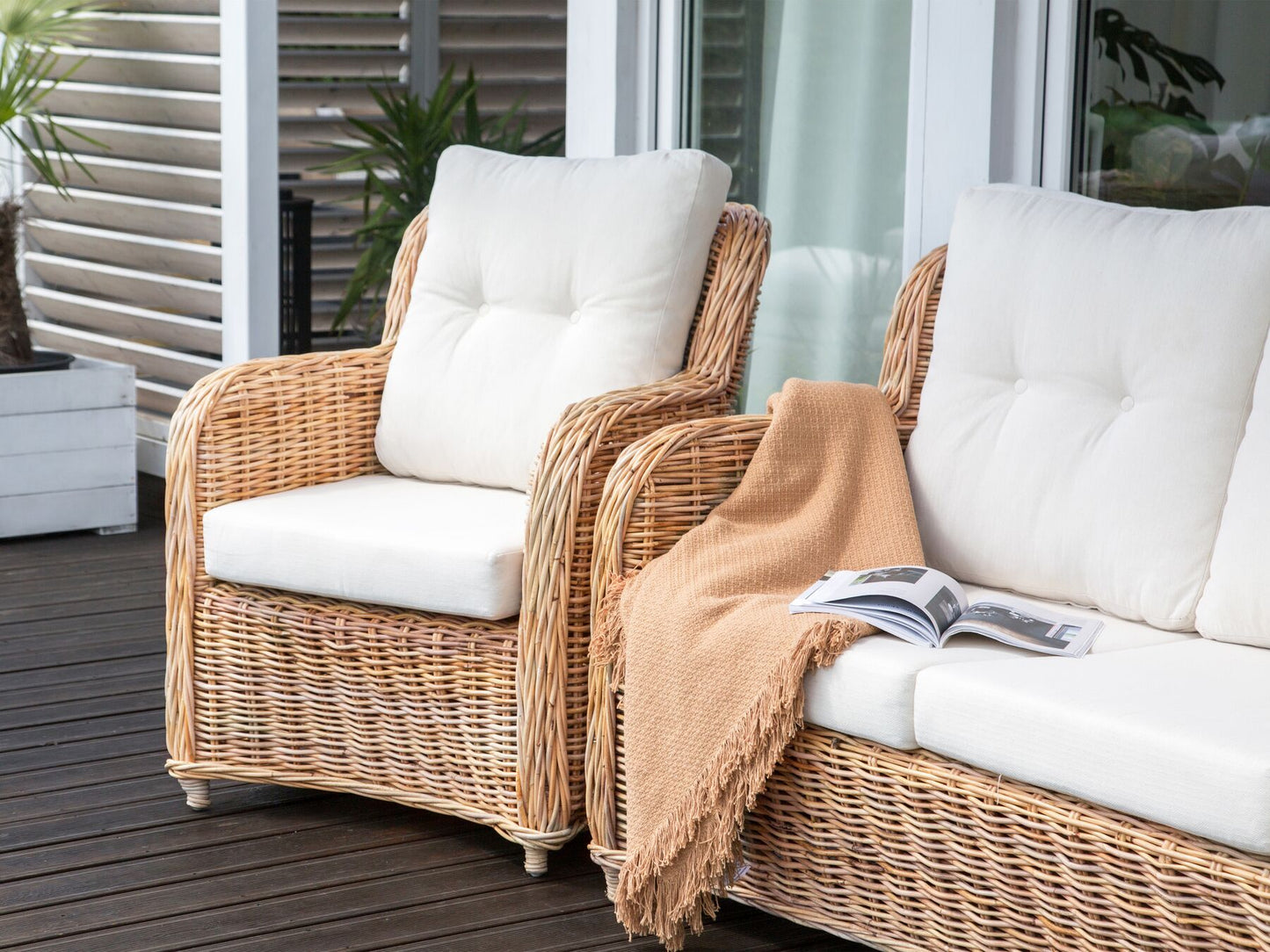 Garden Sofa Set 5 Seater ALESSANO Rattan Natural