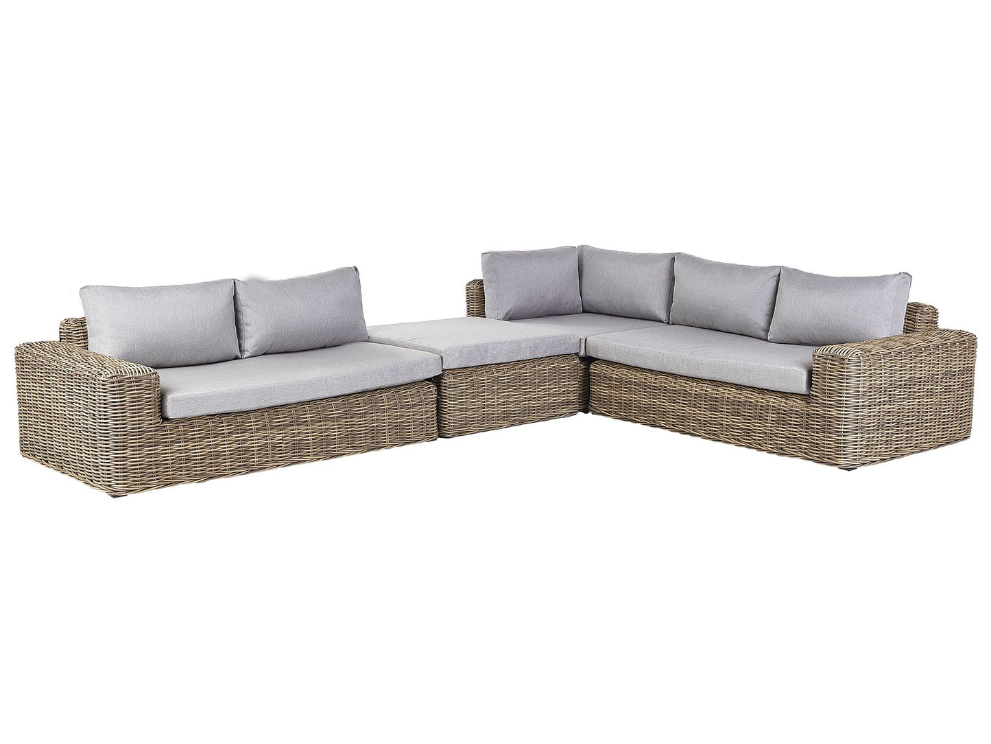 Garden Corner Sofa with Ottoman 6 Seater PALERMO Modular PE Rattan Light Brown