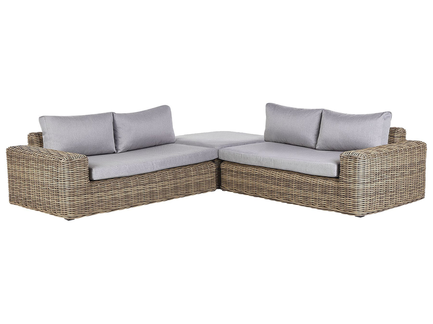 Garden Corner Sofa with Ottoman 6 Seater PALERMO Modular PE Rattan Light Brown