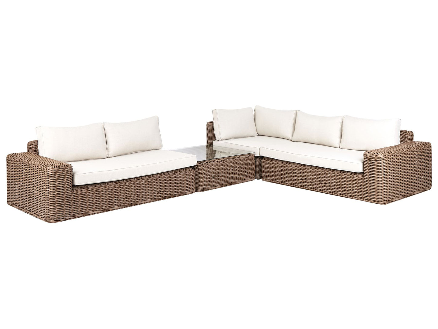 Garden Corner Sofa with Ottoman 6 Seater PALERMO Modular PE Rattan Brown
