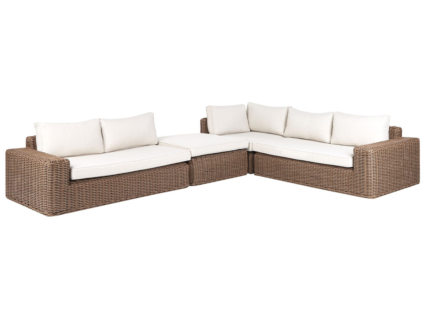 Garden Corner Sofa with Ottoman 6 Seater PALERMO Modular PE Rattan Brown