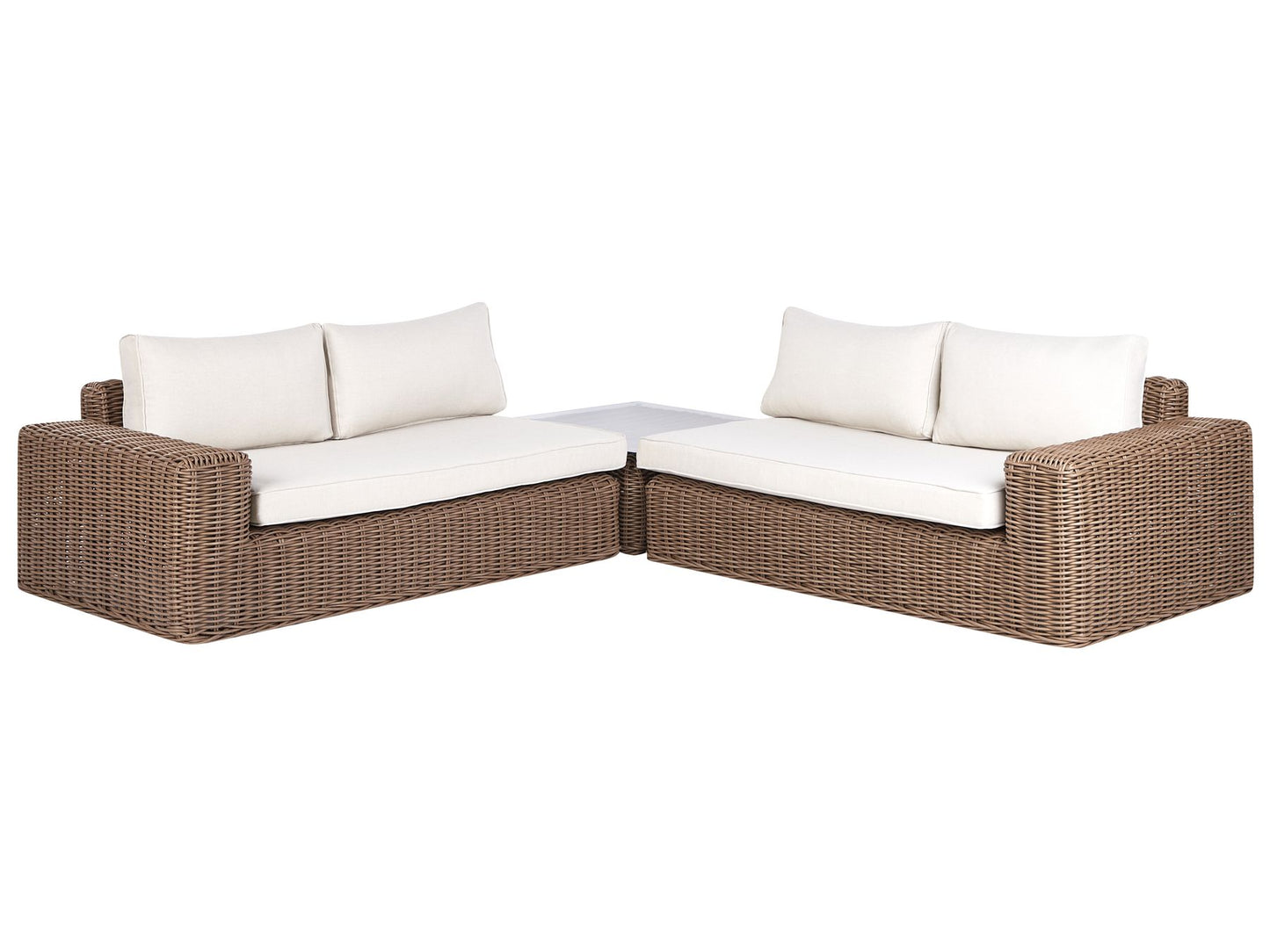 Garden Corner Sofa with Ottoman 6 Seater PALERMO Modular PE Rattan Brown