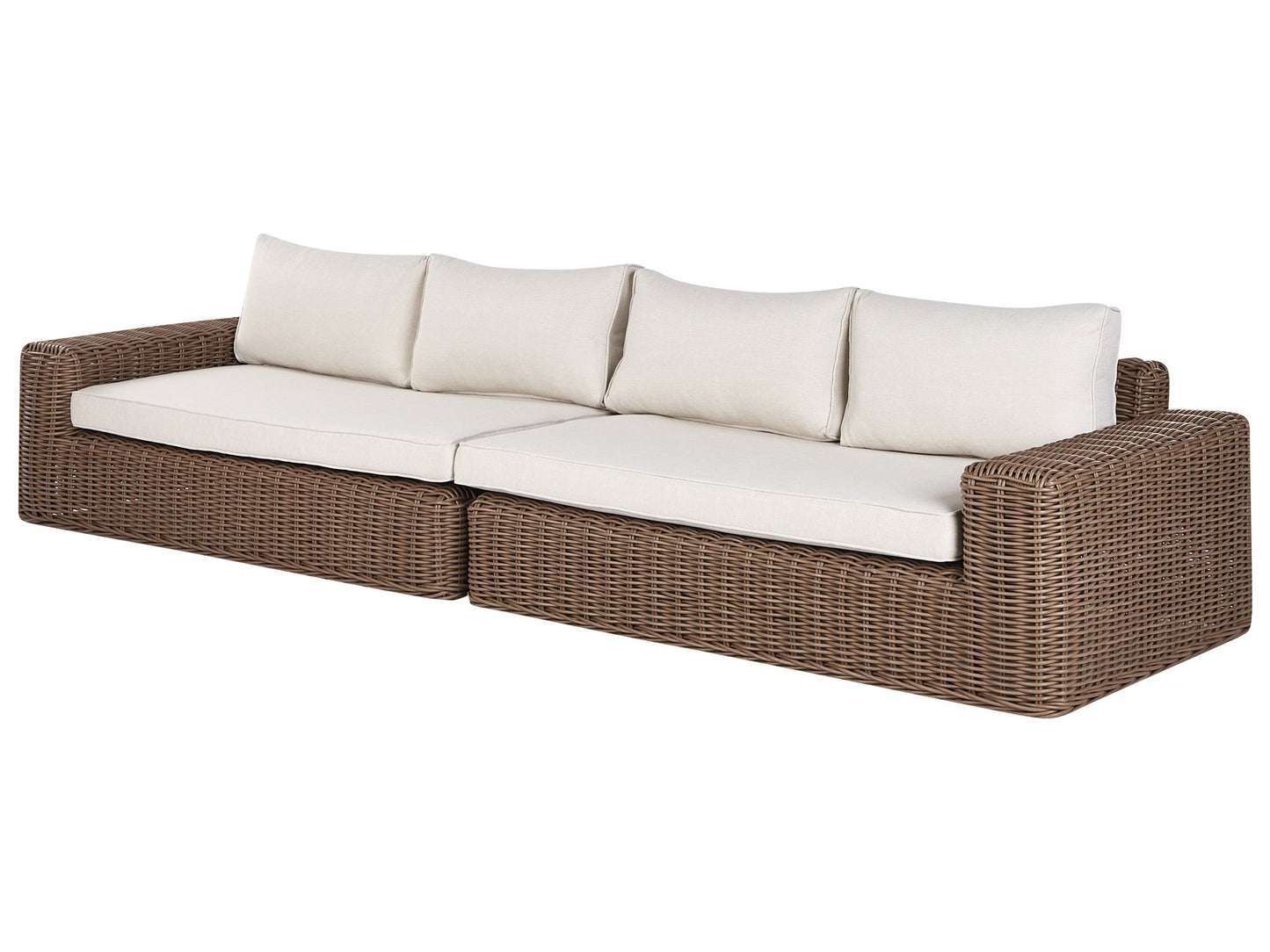 Garden Corner Sofa with Ottoman 6 Seater PALERMO Modular PE Rattan Brown