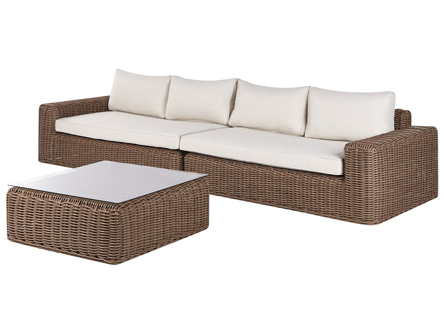 Garden Corner Sofa with Ottoman 6 Seater PALERMO Modular PE Rattan Brown