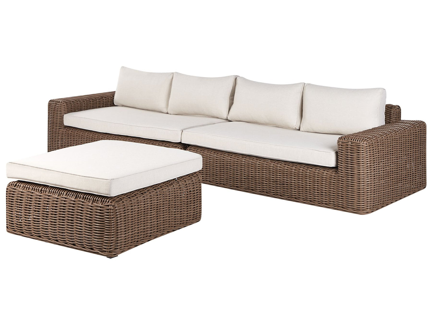 Garden Corner Sofa with Ottoman 6 Seater PALERMO Modular PE Rattan Brown
