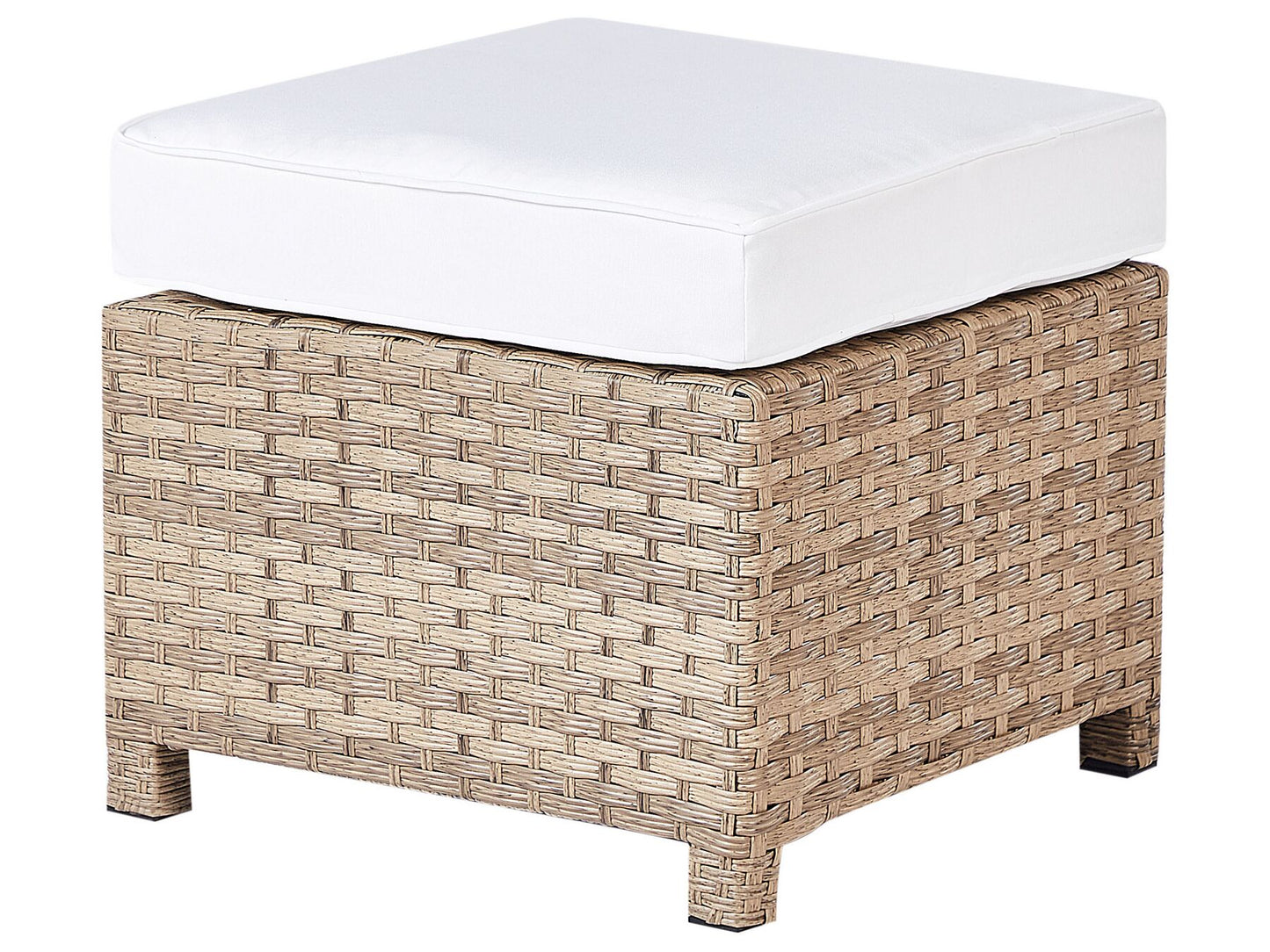 Garden Lounge Set with Table and Ottoman 4 Seater MILANO PE Rattan Off-White