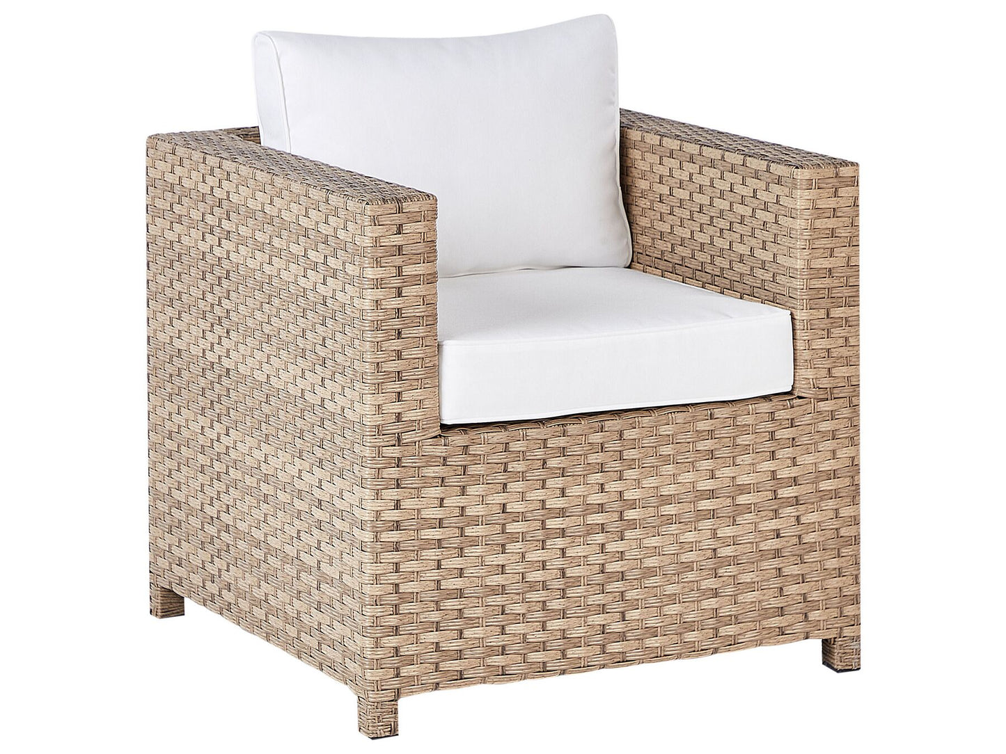 Garden Lounge Set with Table and Ottoman 4 Seater MILANO PE Rattan Off-White
