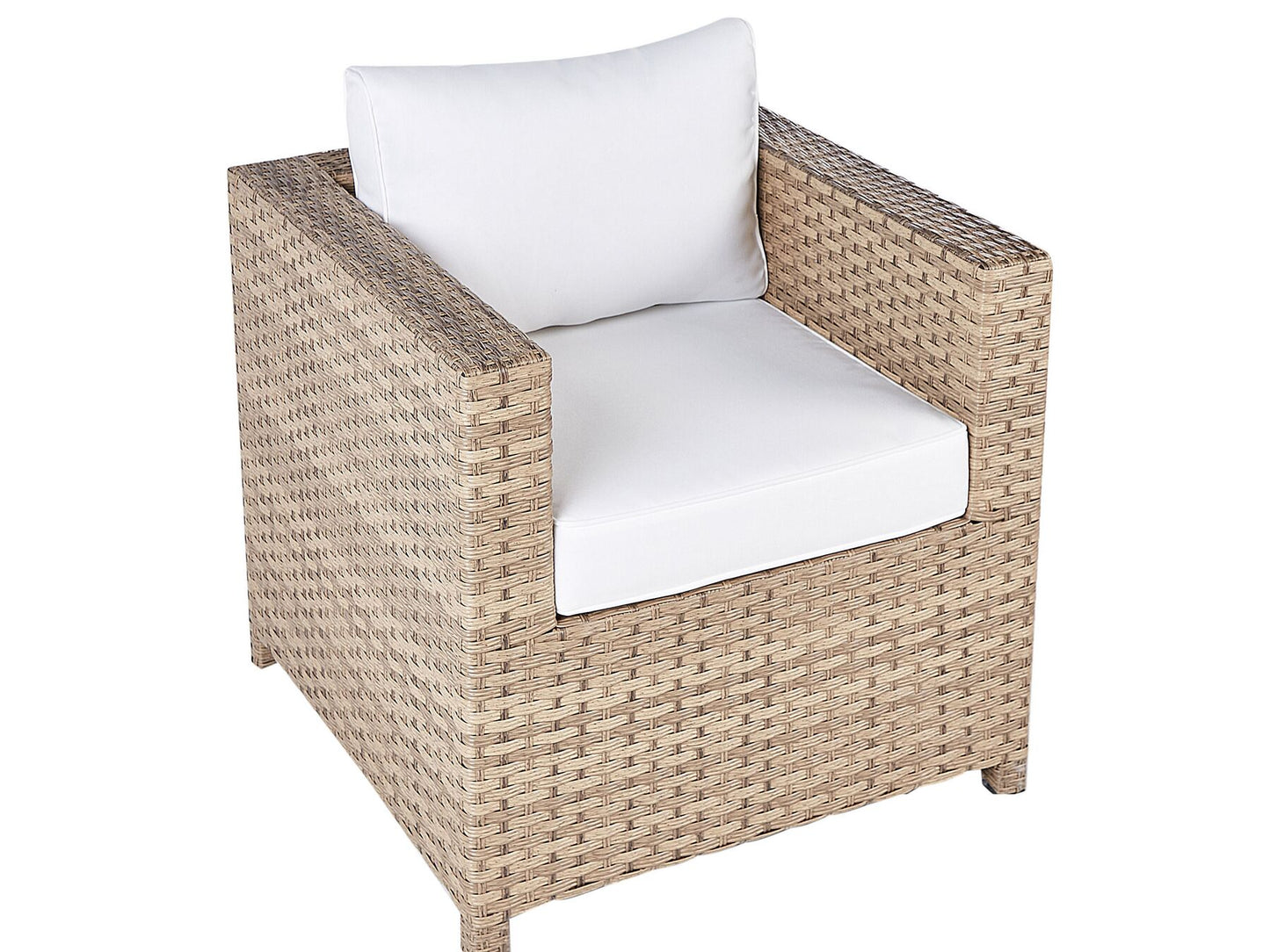 Garden Lounge Set with Table and Ottoman 4 Seater MILANO PE Rattan Off-White