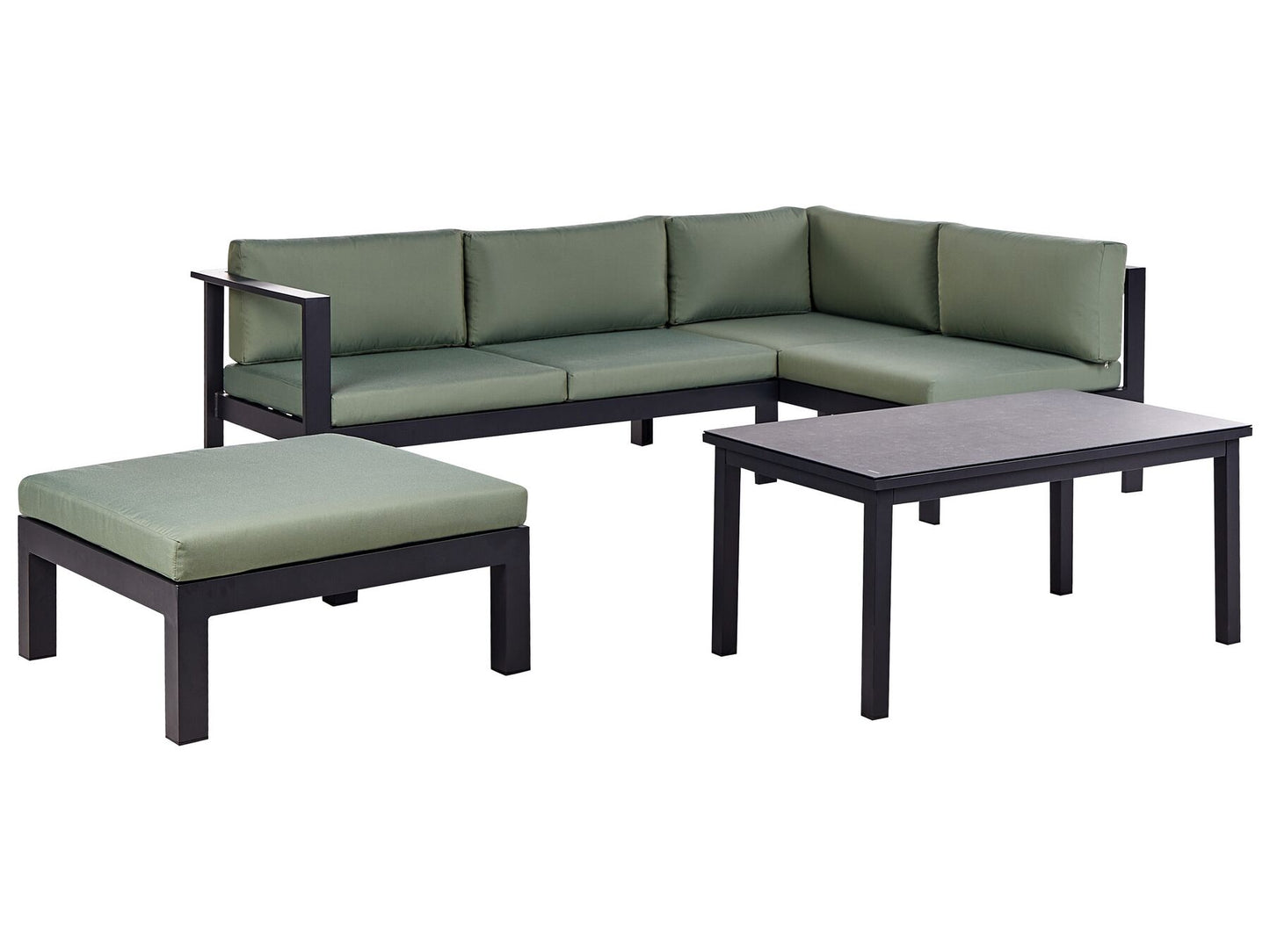 Garden Corner Sofa with Table 5 Seater MESSINA Left Hand Metal Green