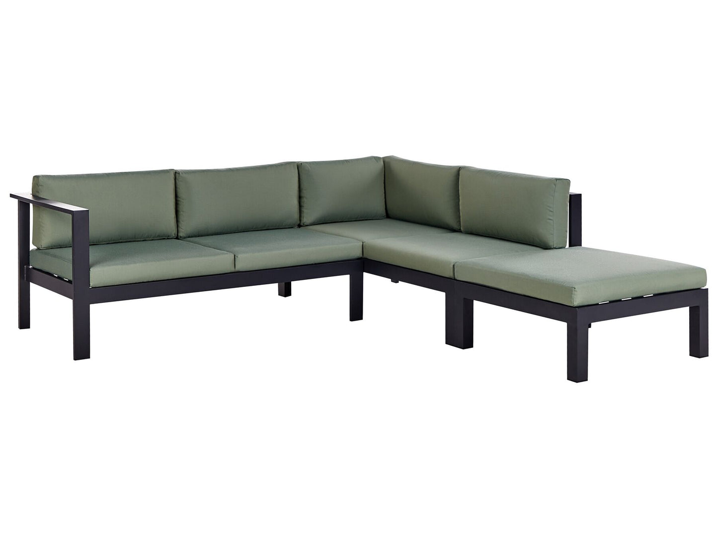 Garden Corner Sofa with Table 5 Seater MESSINA Left Hand Metal Green