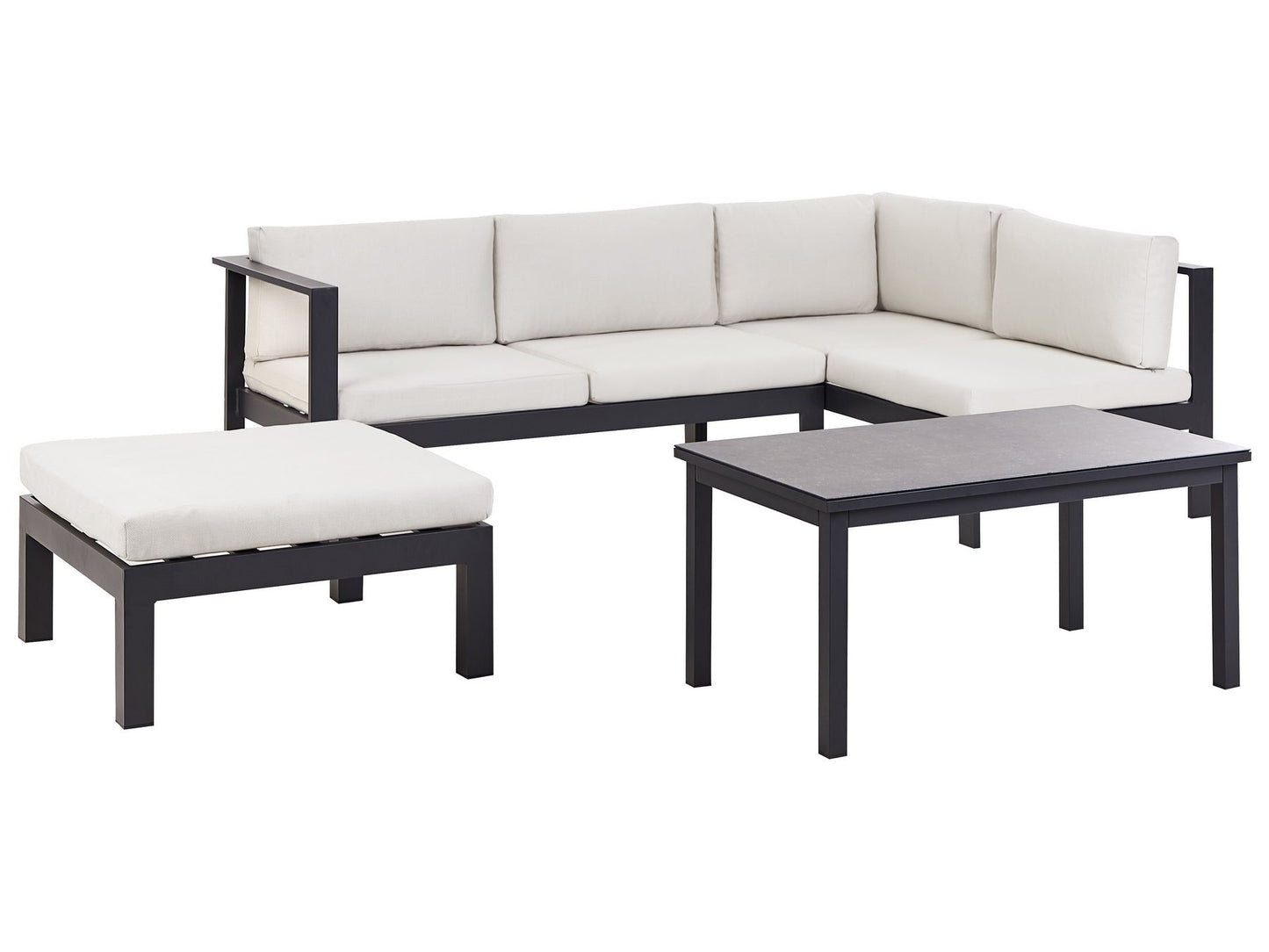 Garden Corner Sofa with Table 5 Seater MESSINA Left Hand Metal Off-White