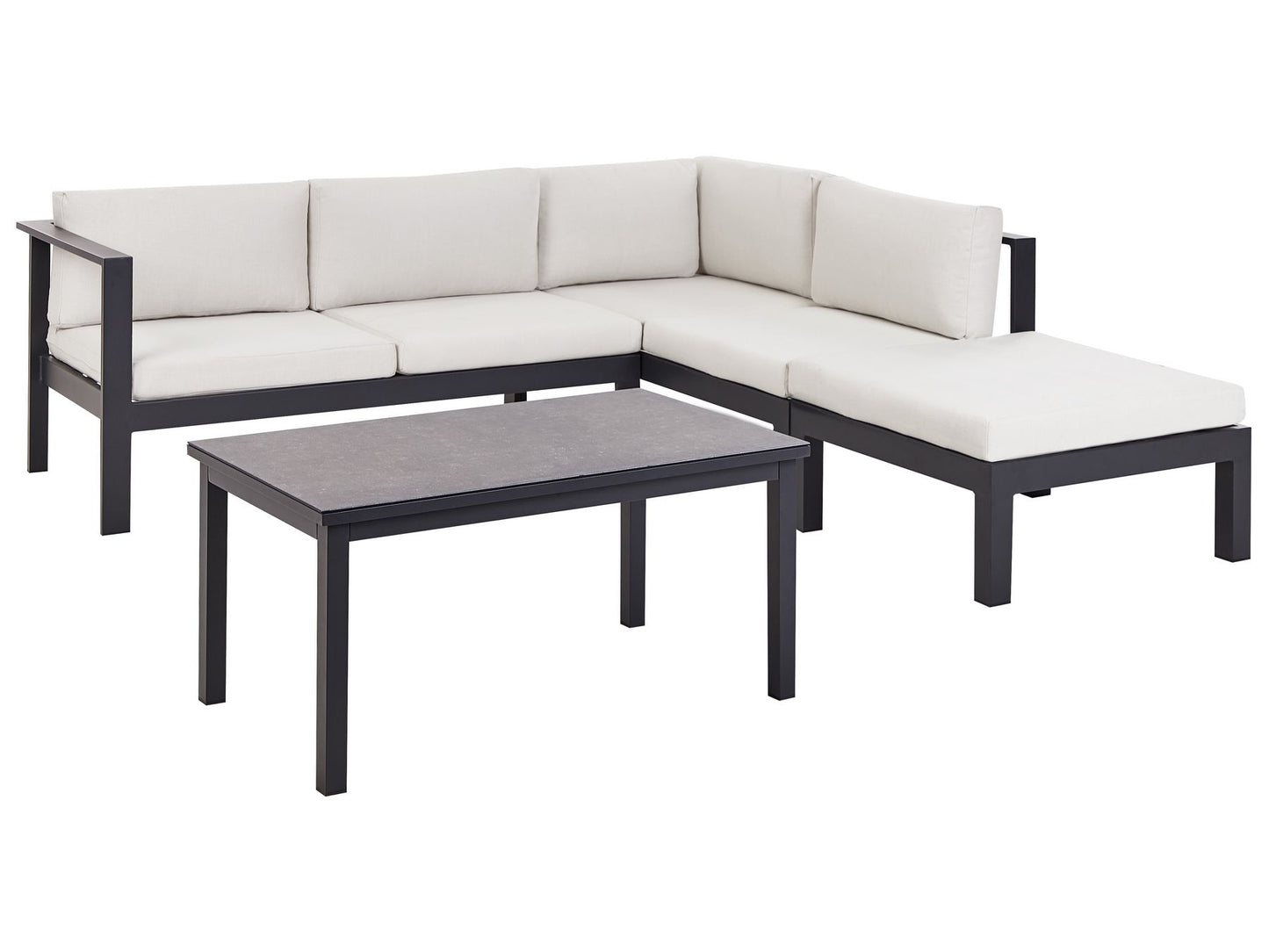Garden Corner Sofa with Table 5 Seater MESSINA Left Hand Metal Off-White
