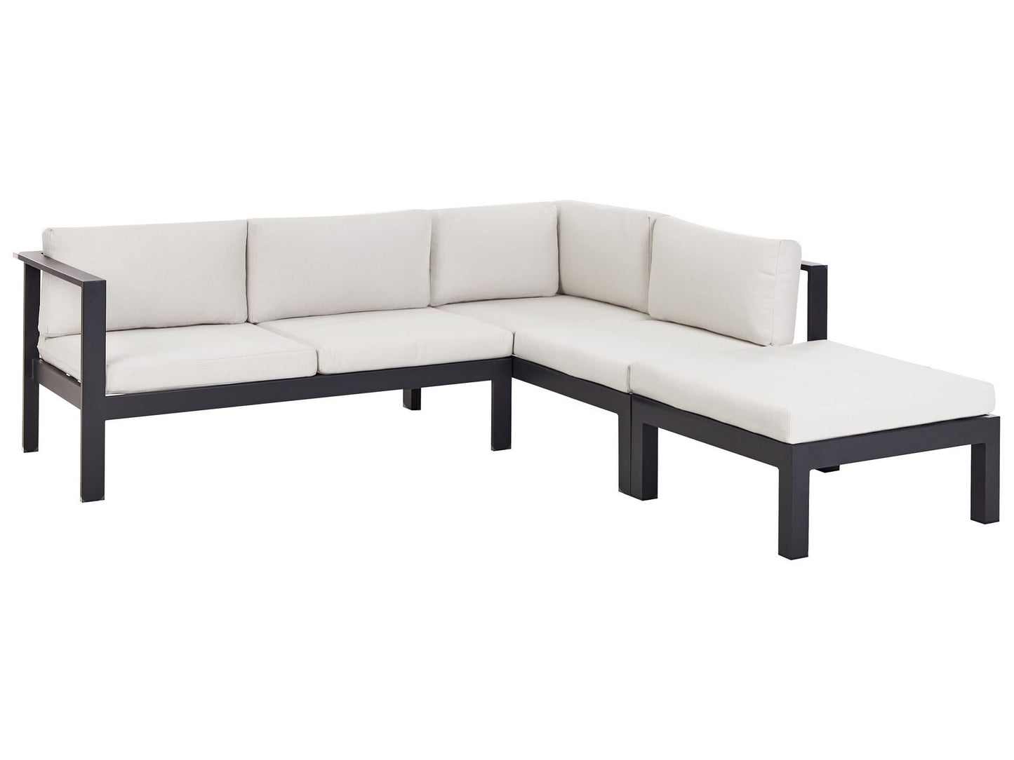 Garden Corner Sofa with Table 5 Seater MESSINA Left Hand Metal Off-White