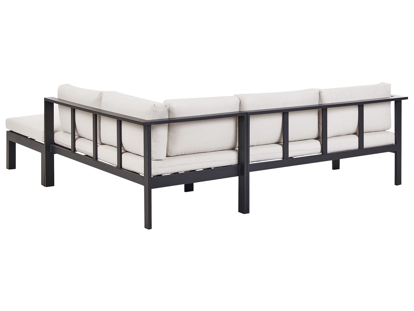 Garden Corner Sofa with Table 5 Seater MESSINA Left Hand Metal Off-White