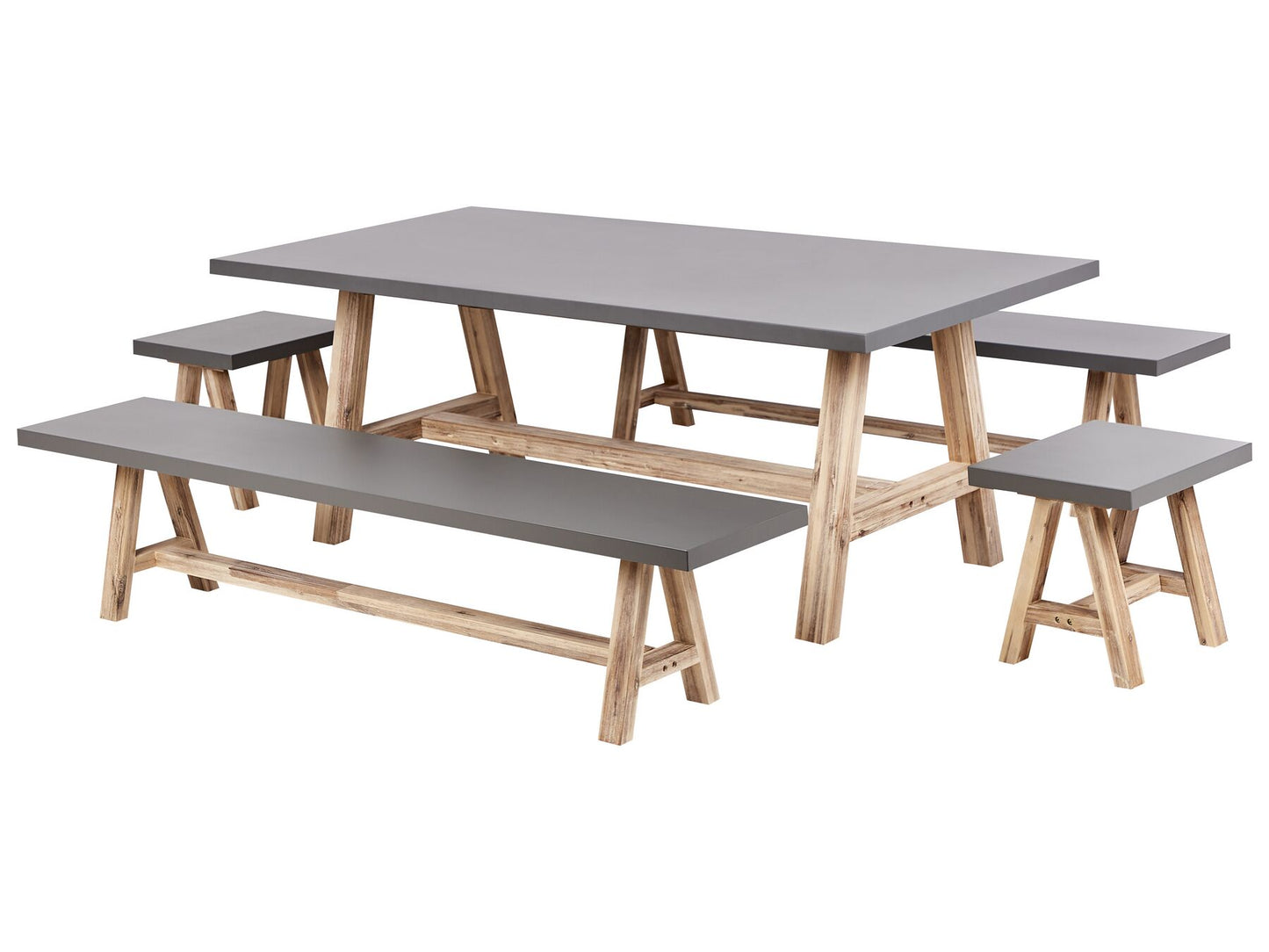 Garden Dining Set with Benches 8 Seater TONNARE Concrete Grey