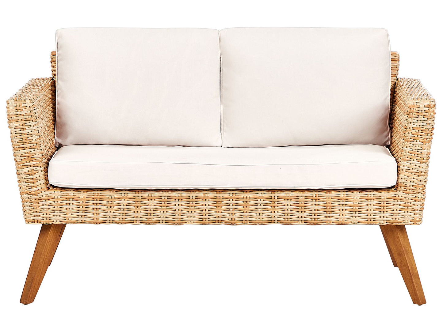 Garden Lounge Set with Table 4 Seater VITTORIA PE Rattan Off-White