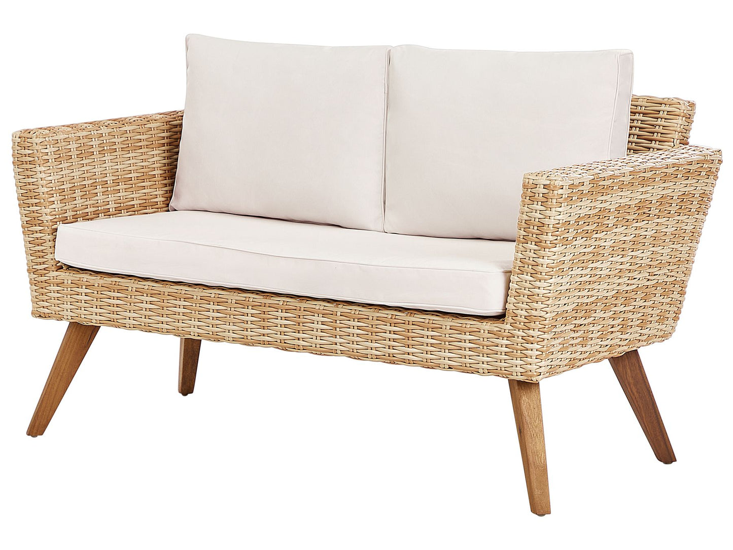 Garden Lounge Set with Table 4 Seater VITTORIA PE Rattan Off-White