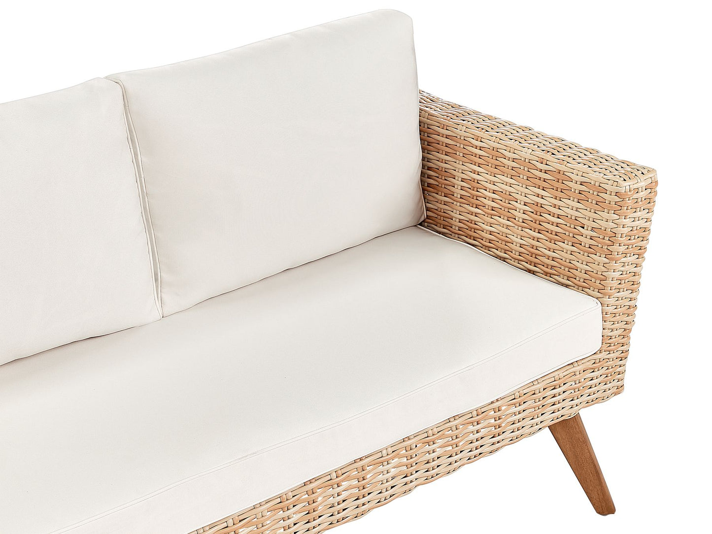 Garden Lounge Set with Table 4 Seater VITTORIA PE Rattan Off-White