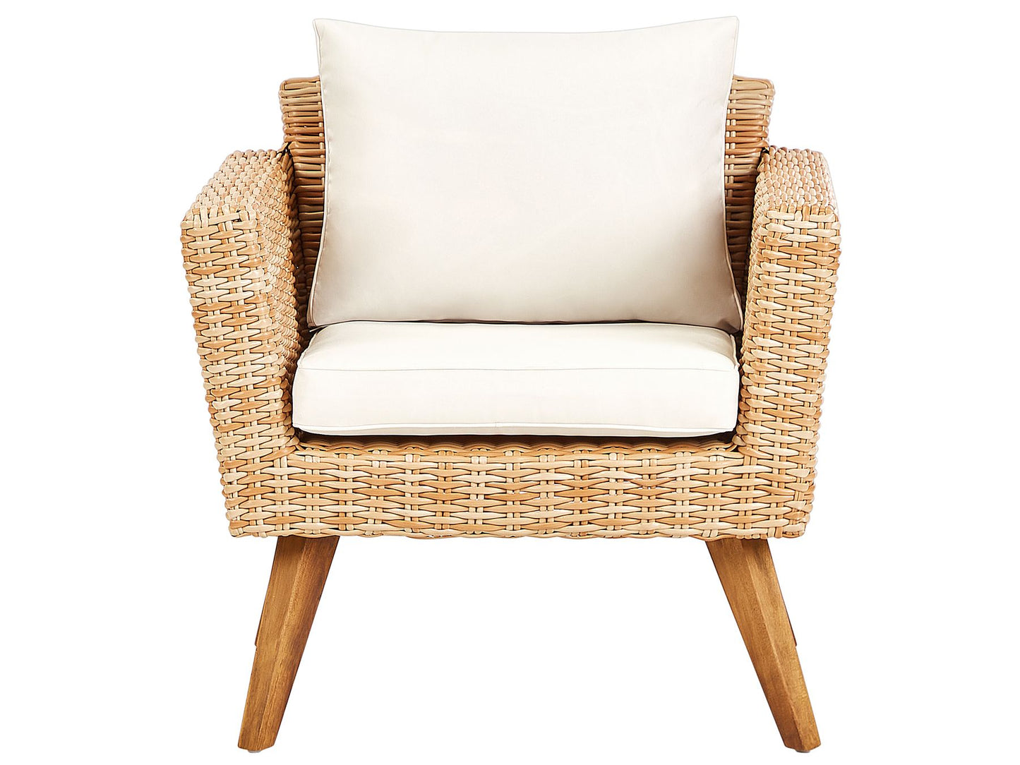 Garden Lounge Set with Table 4 Seater VITTORIA PE Rattan Off-White