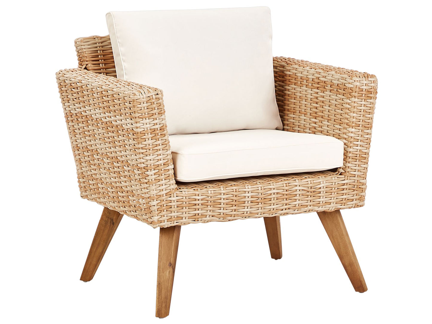 Garden Lounge Set with Table 4 Seater VITTORIA PE Rattan Off-White