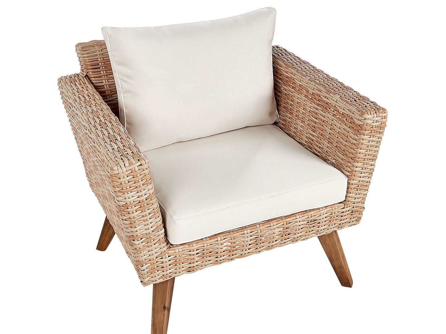 Garden Lounge Set with Table 4 Seater VITTORIA PE Rattan Off-White