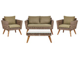 Garden Lounge Set with Table 4 Seater VITTORIA PE Rattan Olive Green