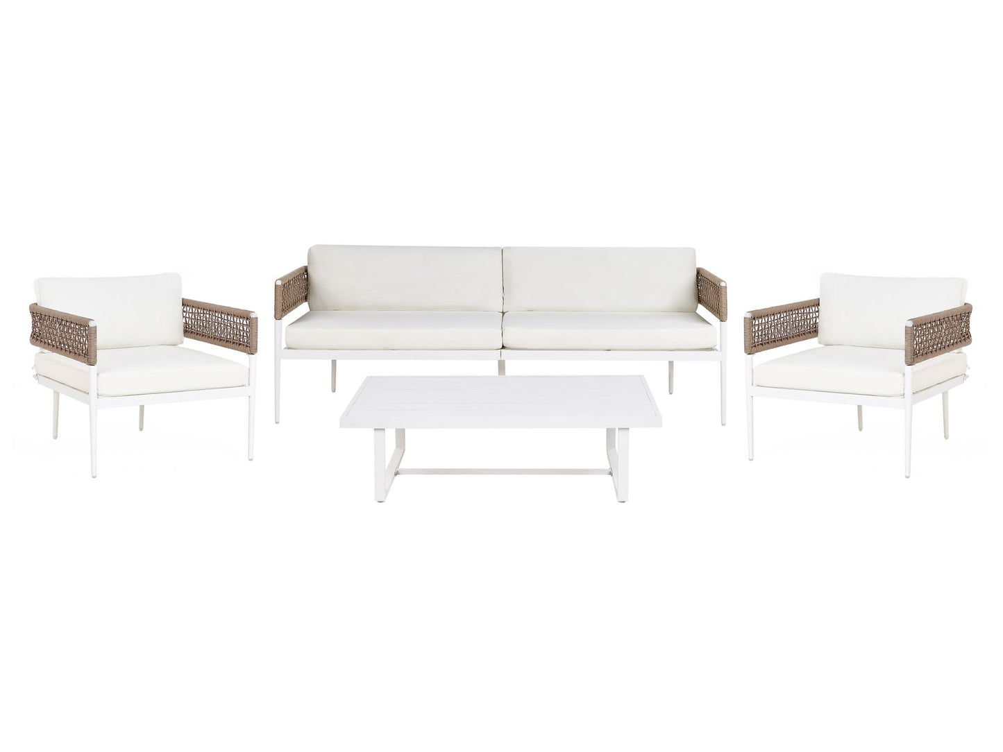 Garden Lounge Set with Table 5 Seater SERLA Metal White