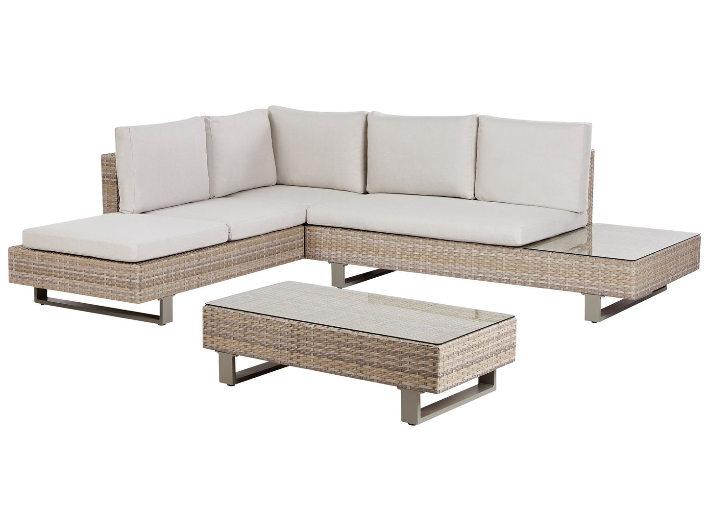 Garden Corner Sofa with Table 5 Seater Right Hand Rattan Off-White