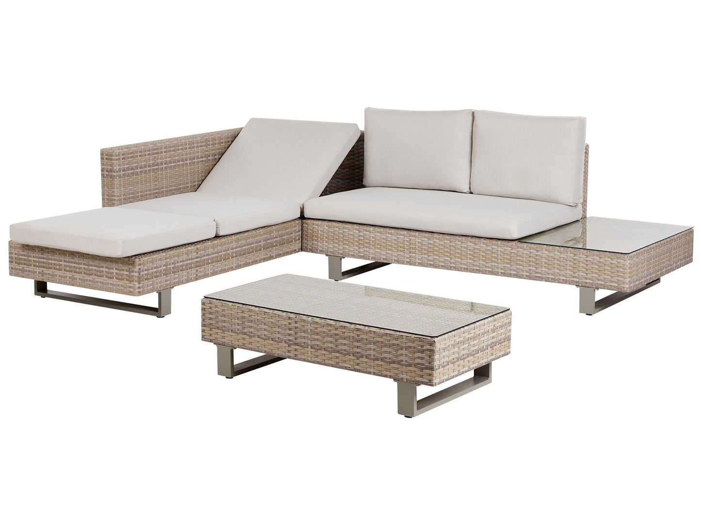 Garden Corner Sofa with Table 5 Seater Right Hand Rattan Off-White