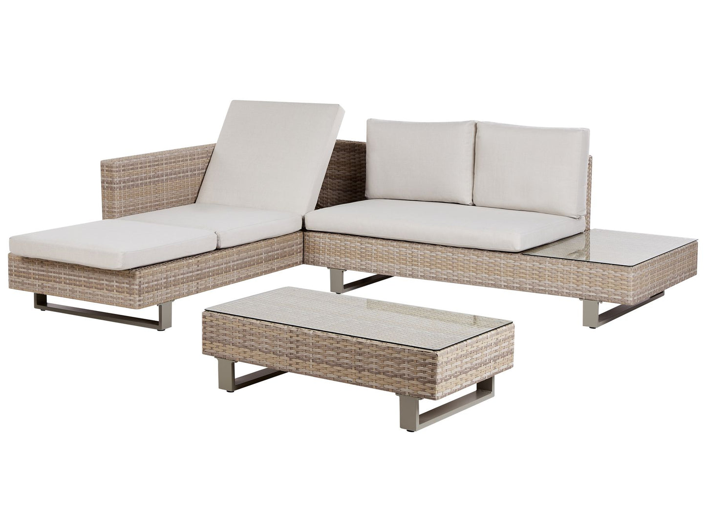Garden Corner Sofa with Table 5 Seater Right Hand Rattan Off-White